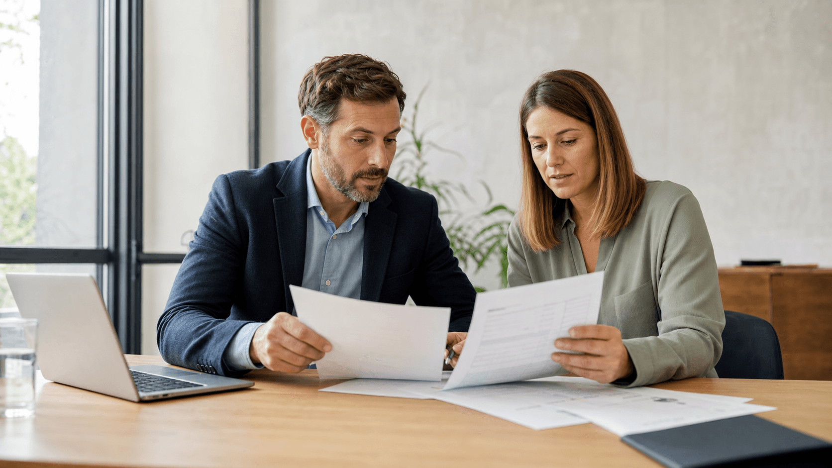 Geschäftspartner prüfen eine Gutschrift und die zugrunde liegende Leistung