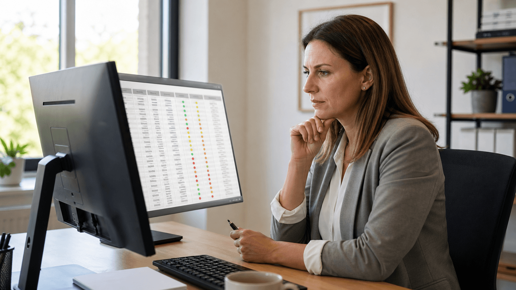 Mitarbeiterin prüft Kundendaten vor einem CSV-Import